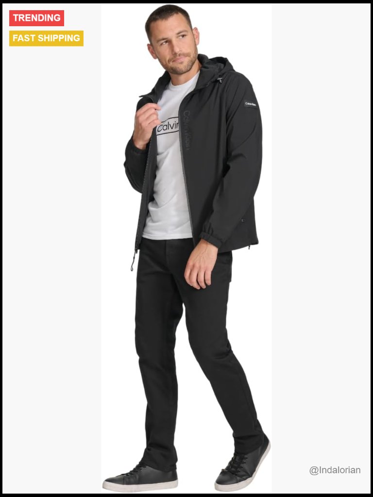 Performance Windbreaker Jacket With Adjustable Hood, Water-Resistant Polyester